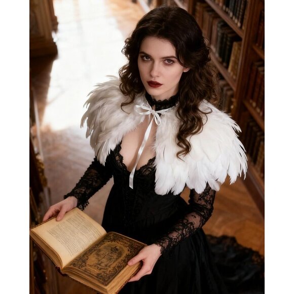 Ladies Feather Shawl Collar Epaulettes Fashion Shirt Natural Feathers main image 5
